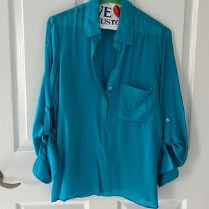 BEBE SILK TURQUOISE BLOUSE